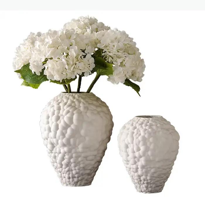 Vase en céramique blanche, bulles tridimensionnelles, pot de fleurs irrégulier, vase à fleurs, arrangement floral, pots, décoration de la maison
