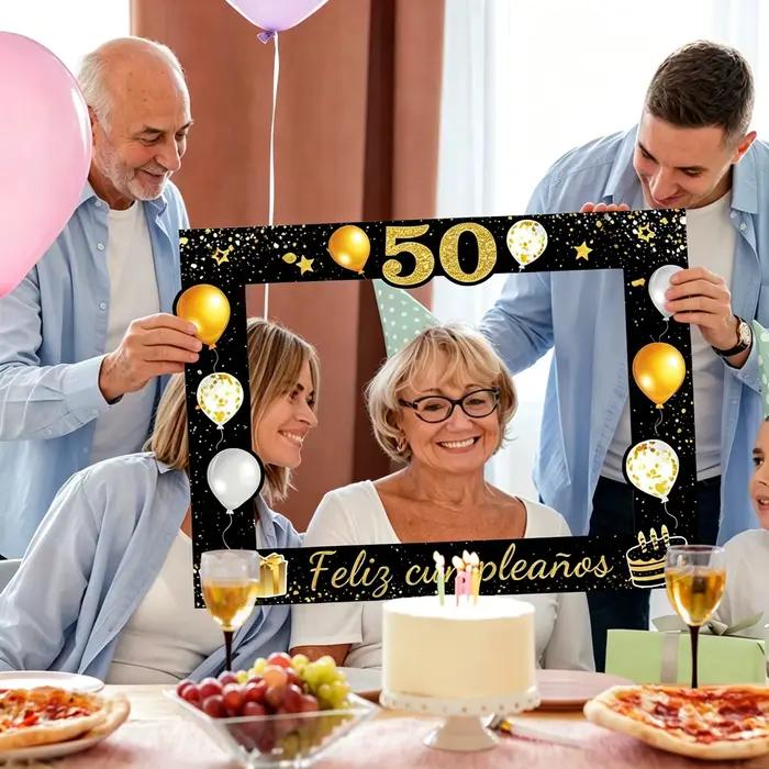 Cadre photo noir doré pour anniversaire 30/40/50/60/70 ans