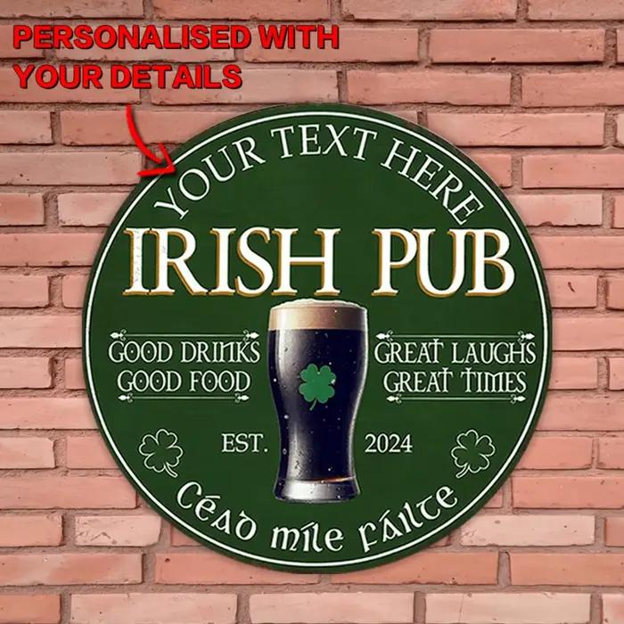 Panneau en aluminium personnalisé 8x8 pouces pour pub irlandais - Nom