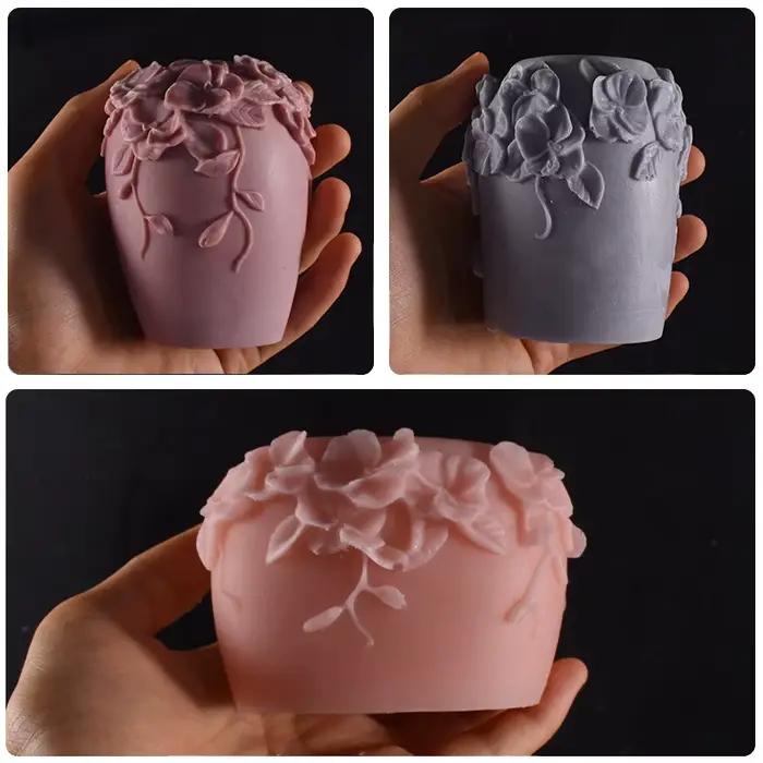 Moule en rotin pour décoration de maison, colonne de fleurs, bougies d'escalade, parfum, article décoratif, plâtre, bricolage, cadeau, moule en Silicone
