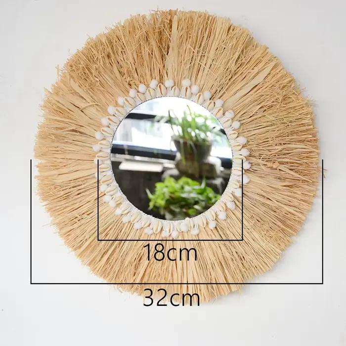 Boho décoration de la maison paille tissé à la main miroir