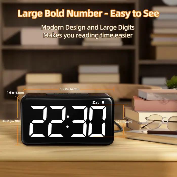 Horloge numérique LED moderne réveil en bois Snooze affichage temps électronique bureau