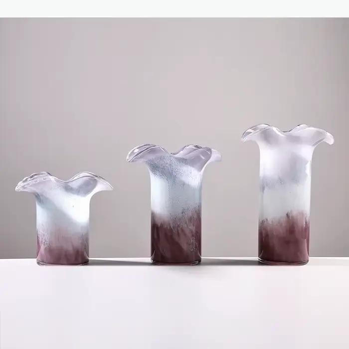 Vase en verre à bulles en forme de feuille