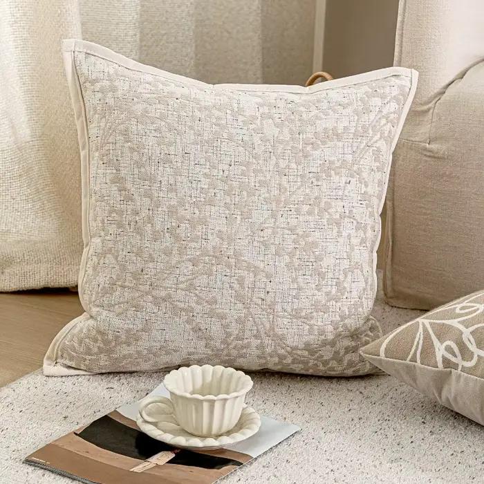 Housse de coussin beige crème française