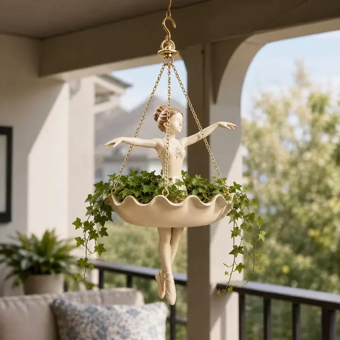 Nouveau pot de fleurs suspendu en forme de ballerine, avec bordure festonnée, pour plantes d'intérieur et d'extérieur, décoration familiale raffinée