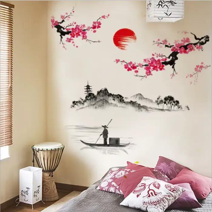Autocollants muraux Sakura en PVC pour la décoration de maison, nouveau classique, stickers muraux pour salon chambre bureau occasions spéciales