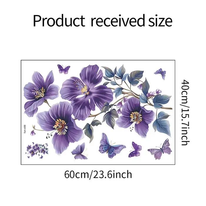 Autocollants muraux papillons et fleurs violettes pour salon et chambre à coucher – Décoration murale auto-adhésive