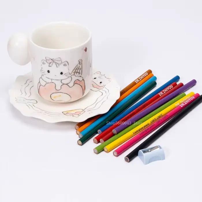 Nouveaux crayons de couleur à base d'eau en 12 couleurs pour la poterie, la peinture sur bisque, le dessin, le traçage, les outils de peinture à la main sur céramique