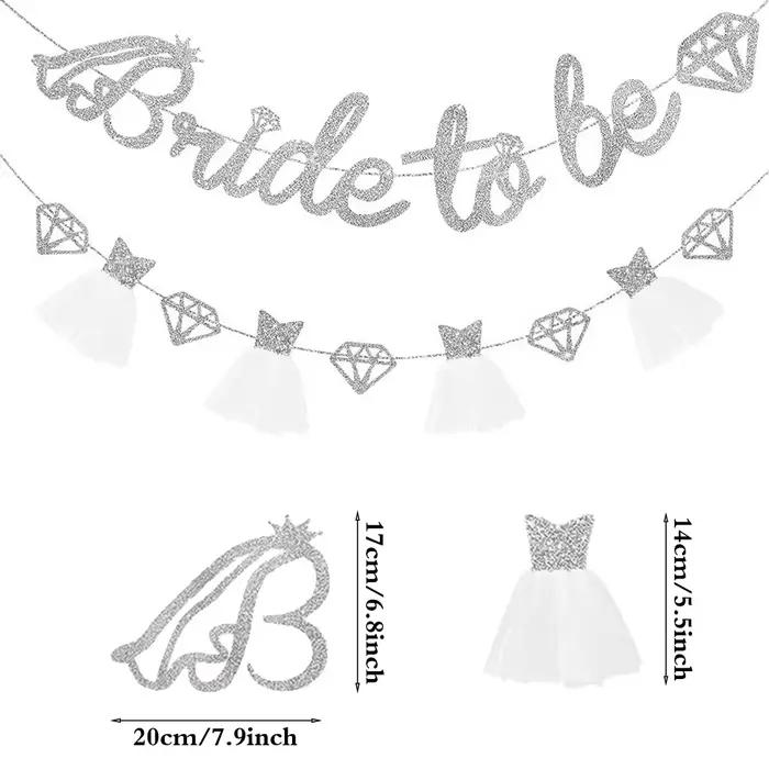 Bannière « Future Mariée », Décoration pour enterrement de vie de jeune fille, Guirlande pour douche nuptiale, Toile de fond pour enterrement de vie de jeune fille, Robe à paillettes et strass, Articl