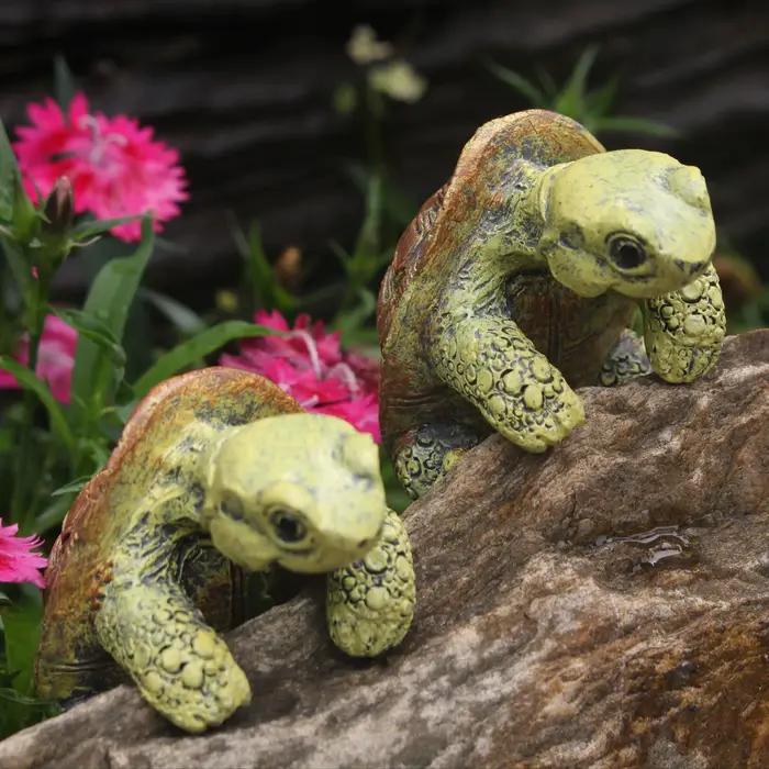 Statue de tortue grimpante vintage en résine pour jardin, cour, patio, pot de fleurs ou clôture occaions spéciales ```