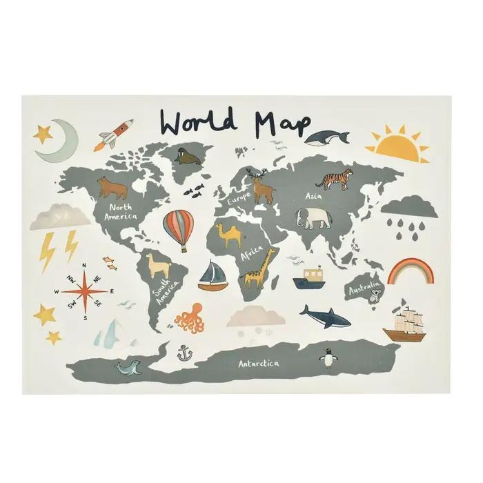 Nordique carte du monde toile tenture murale chambre d'enfants décoration