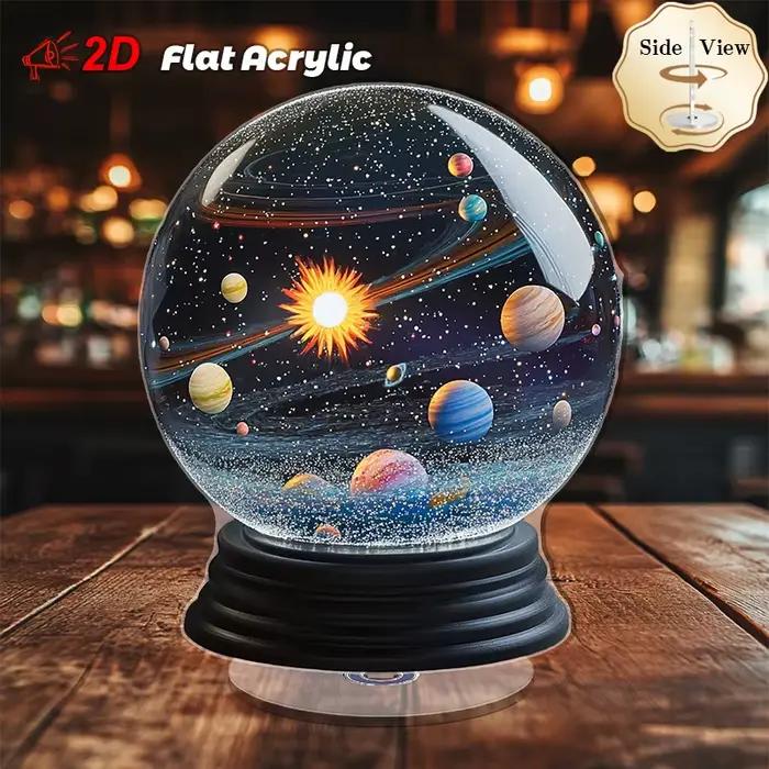 Avion rotatif 2D sur le thème de l'univers, système solaire en acrylique, Mini Globe, décor de bureau, ornement de salle, cadeau pour passionné d'astronomie, 1 pièce
