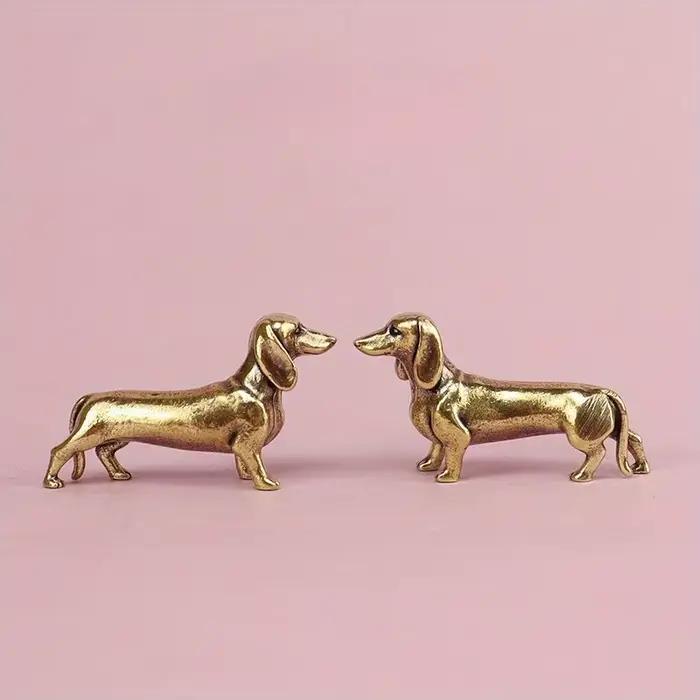 Statue de teckel en cuivre pur, Figurines Vintage en laiton, décoration de maison, ornement de bureau, Miniatures, thé Antique, artisanat pour animaux de compagnie, cadeaux
