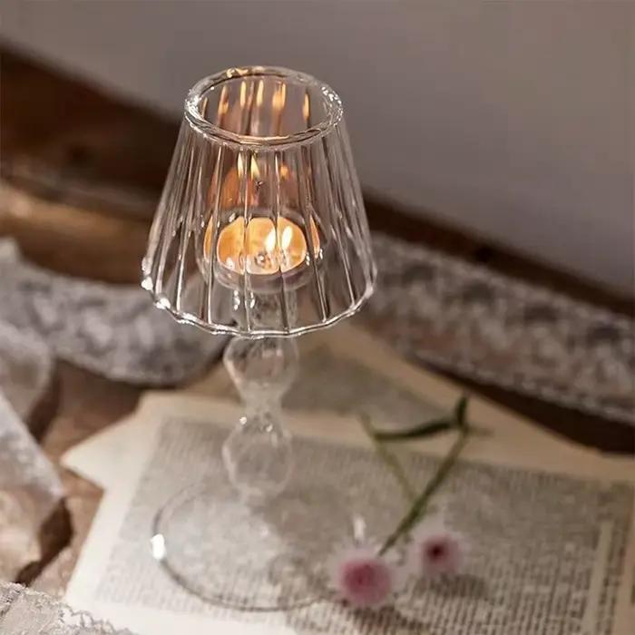 Bougeoir en verre transparent classique pour décoration de maison et événements festifs occasions spéciales