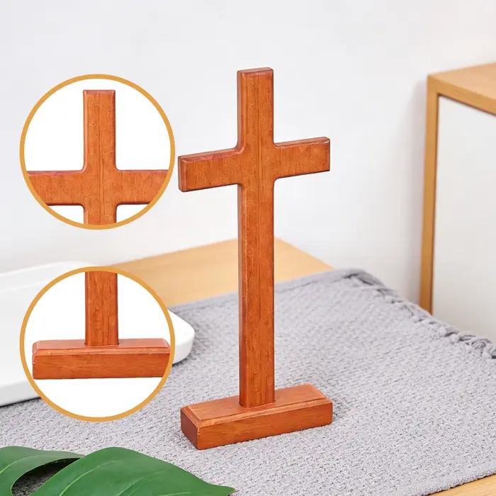 Statue de croix en bois, décoration artistique, crucifix catholique, sculpture spirituelle pour la famille, l'église, la ferme, le salon, cadeau