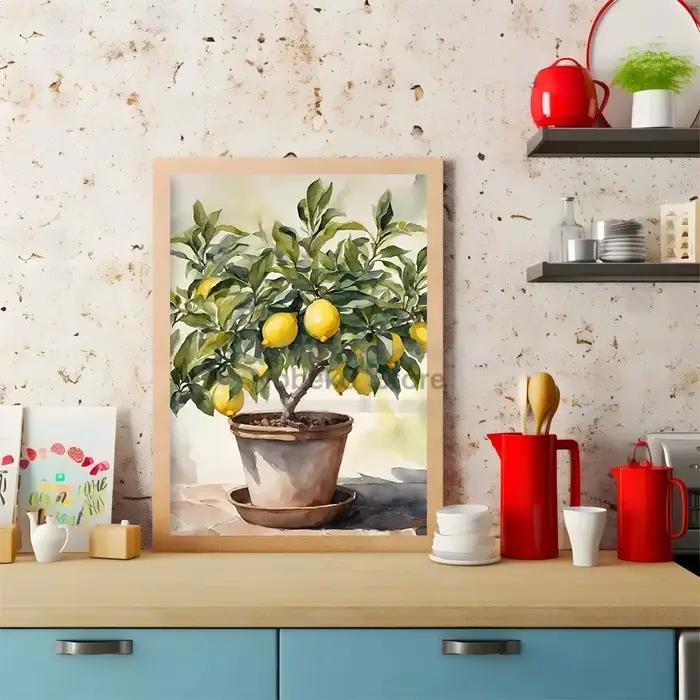 Affiche impression sur toile citron jaune italien style classique paysage décoration cuisine chambre occassions spéciales