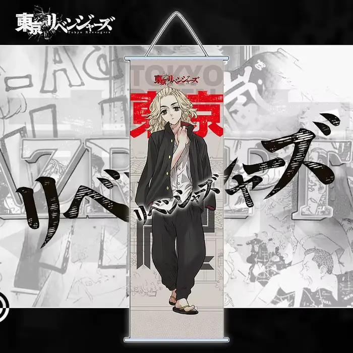 Décoration murale Tokyo Revengers Takemichi Hanagaki Mikey Sano anime tissu soie haute définition pour fan collectionneur occasion spéciale