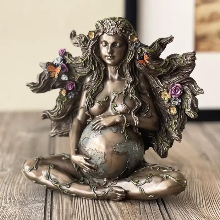 Offre spéciale mère terre Statue Gaia fée avec papillon décor mystique bouddha Figurine déesse guérison Chakra