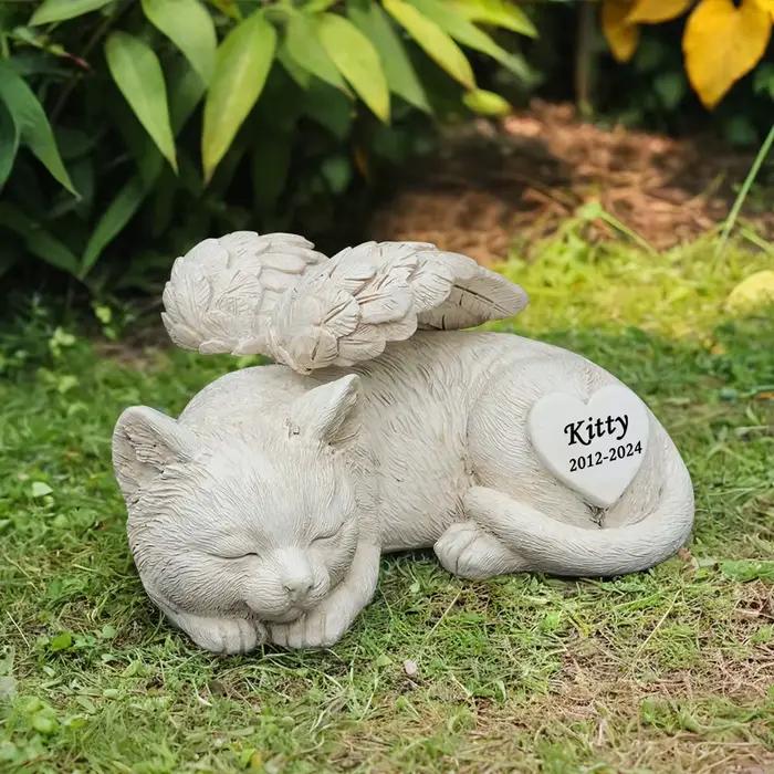 Statue de jardin personnalisée pour chat endormi