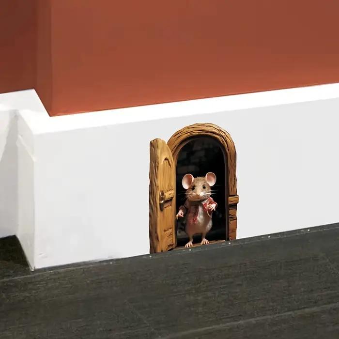 Autocollant mural fantaisiste avec trou de souris 3D