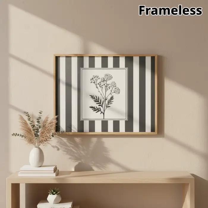 Toile murale en forme de fleur de chrysanthème sans cadre, impressions d'art mural minimalistes à rayures pour décoration de salon et de chambre à coucher, 1 pièce