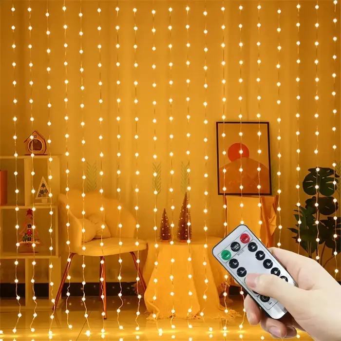 Guirlande lumineuse LED USB pour décoration de la maison, rideau lumineux, 8 Modes, féerique de Noël avec télécommande, pour chambre à coucher, mariage, blanc froid, bleu, RVB, jaune clair, modifiable, vert