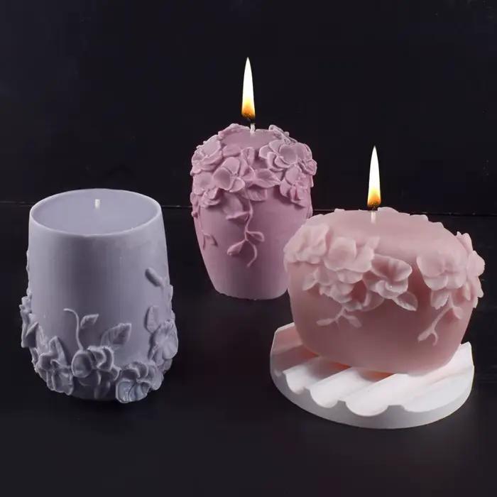 Moule en rotin pour décoration de maison, colonne de fleurs, bougies d'escalade, parfum, article décoratif, plâtre, bricolage, cadeau, moule en Silicone