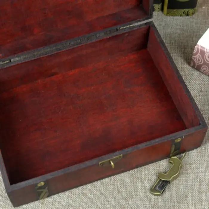 Boîte en bois rétro rectangle pour bijoux et souvenirs rangement à domicile cadeau occassions spéciales vintage trésor