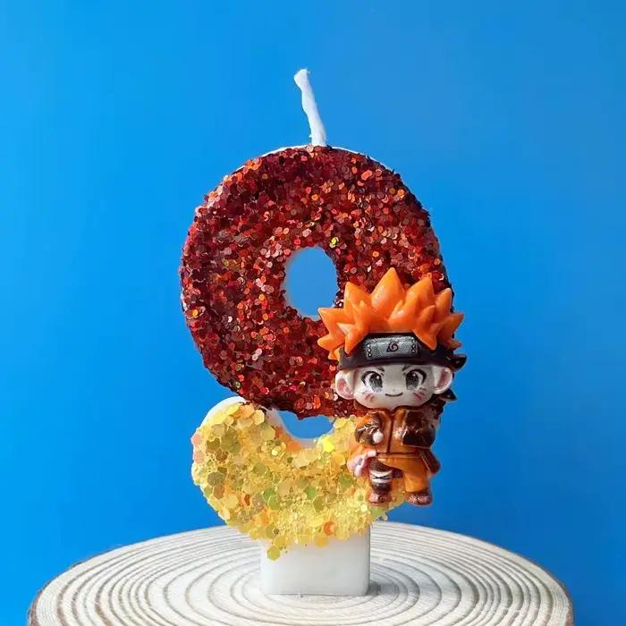 Bougie d'anniversaire Naruto Nouveau Style Chiffre Numérique Créative Faite à la Main pour Gâteau