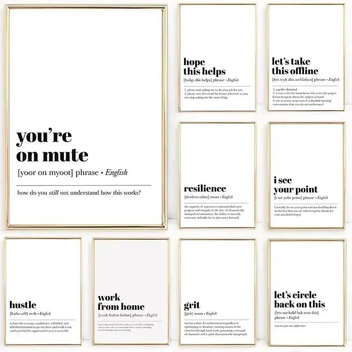 Affiche de définition drôle et motivante peinte sur toile rectangle verticale pour salon et bureau occassions spéciales femmes hommes装饰性幽默励志画布竖幅矩形定义海报适用于客厅和办公室特别场合男女