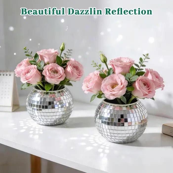 1 vase boule disco, centre de table