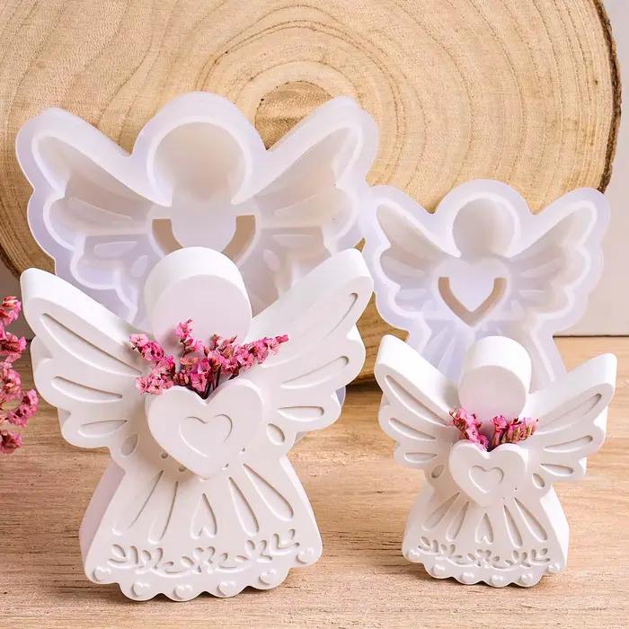 Moule à bougie en Silicone pour ornements de la saint-valentin, bricolage, arrangement de fleurs d'ange d'amour, artisanat en résine de plâtre, fabrication de décoration de mariage