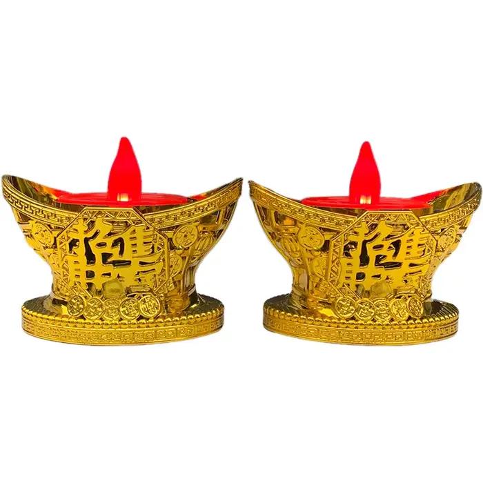 2x dieu de la richesse lampe bougie bouddhiste lampe rouge led zhaocaijinbao prier lumière éternelle chandelier sans fumée bouddha éclairage décors