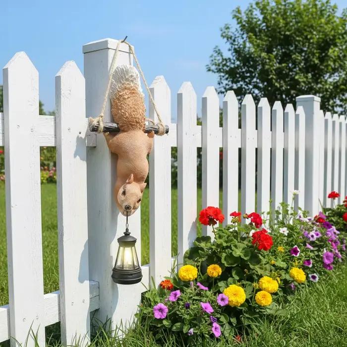 Statue d'écureuil de jardin solaire
