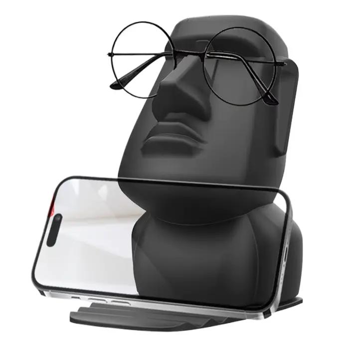 Support de téléphone créatif en forme de statue Moaï, support à lunettes, présentoir à lunettes de soleil Île de Pâques, cadeau pour la décoration intérieure