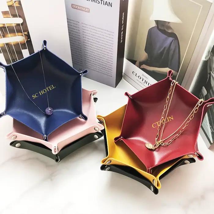 Plateau de rangement en cuir PU pour hôtel