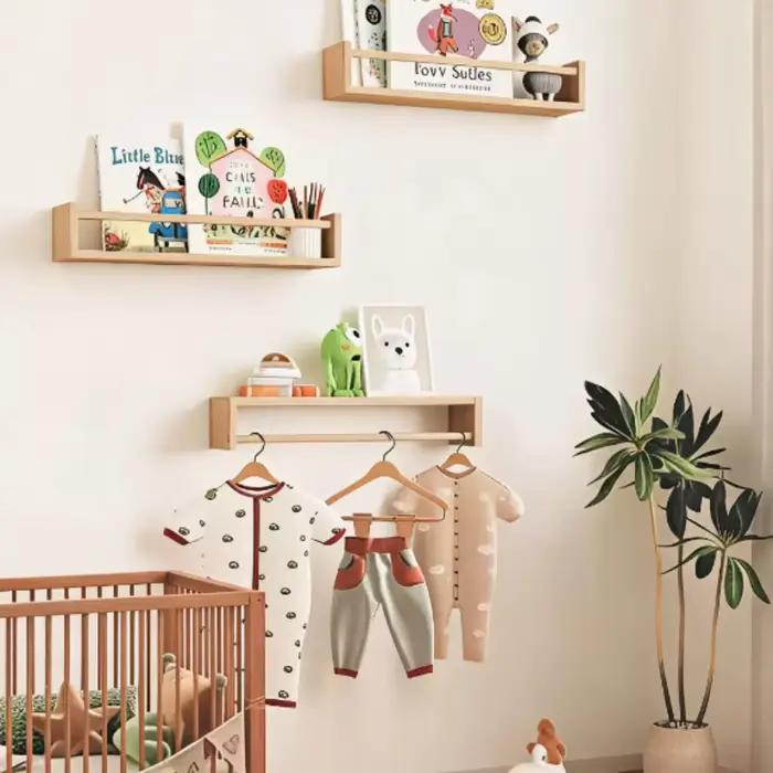 Étagère murale flottante en bois pour enfants