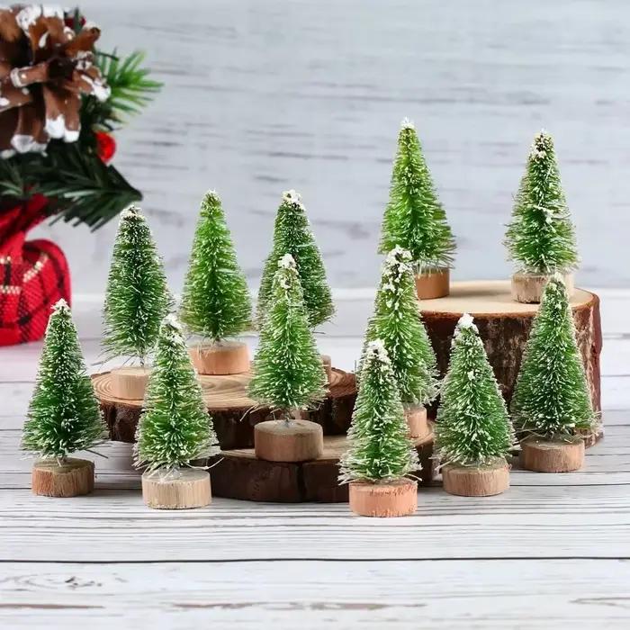 Mini sapin de Noël artificiel en bois bleu