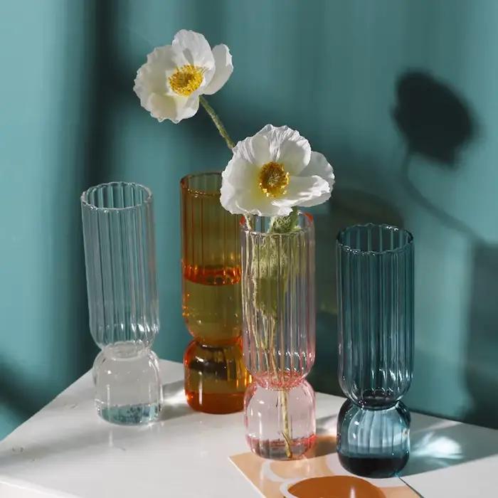 Vase à fleurs en verre transparent coloré, récipient hydroponique pour plantes, décoration d'intérieur bricolage, ornement de bureau, nouveau