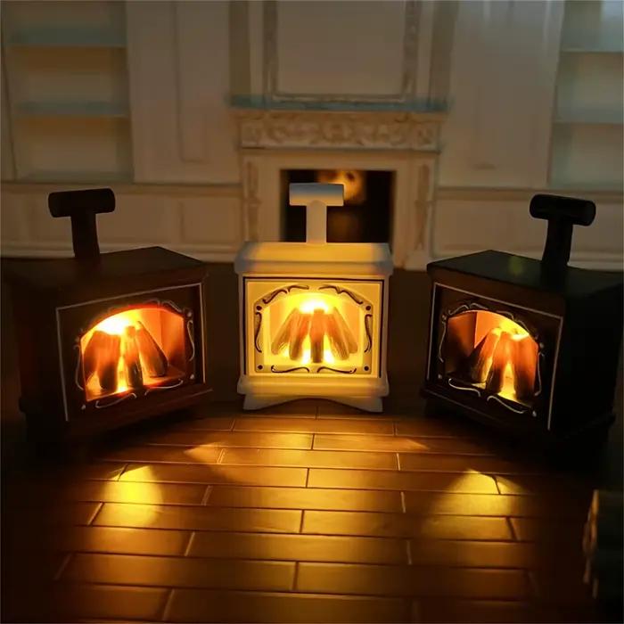Maison de poupée Miniature, poêle lumineux, modèle de meubles de maison, cuisine, scène de vie, jouet de décoration de noël
