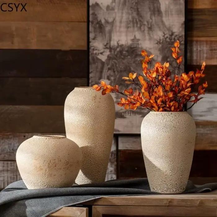 Nouveau Vase en céramique simple chinois d'inspiration rustique coréenne créative-décor de table/hôtel parfait