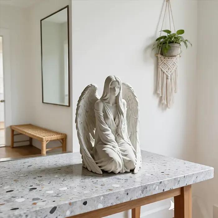 1 pièce : Statue décorative élégante et magnifique avec des ailes, sculpture minimaliste moderne, idéale pour les chambres à coucher et les bureaux, décoration d'intérieur exquise, articles cadeaux po