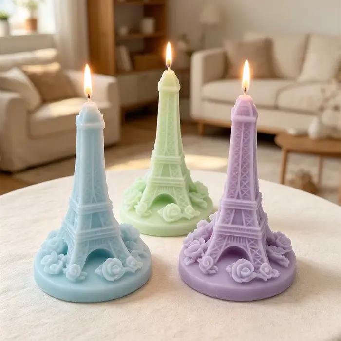 Moule à bougie Tour Eiffel en silicone 3D moule pour fabrication de bougies Tour de Paris moule à cire d'aromathérapie DIY outil artisanal pour décoration intérieure artisanale occasions spéciales