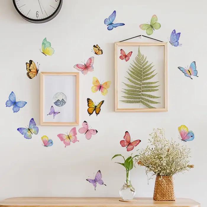 Autocollant mural papillon aquarelle