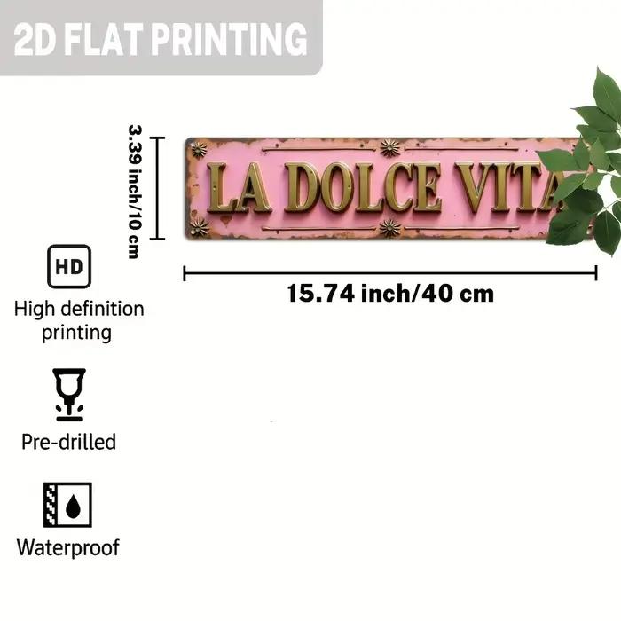 1 pièces "La Dolce Vita" tenture murale en bois 2D rose décoration familiale romantique Plaque de porte de mariage nouveaux mariés amoureux cadeaux de maison