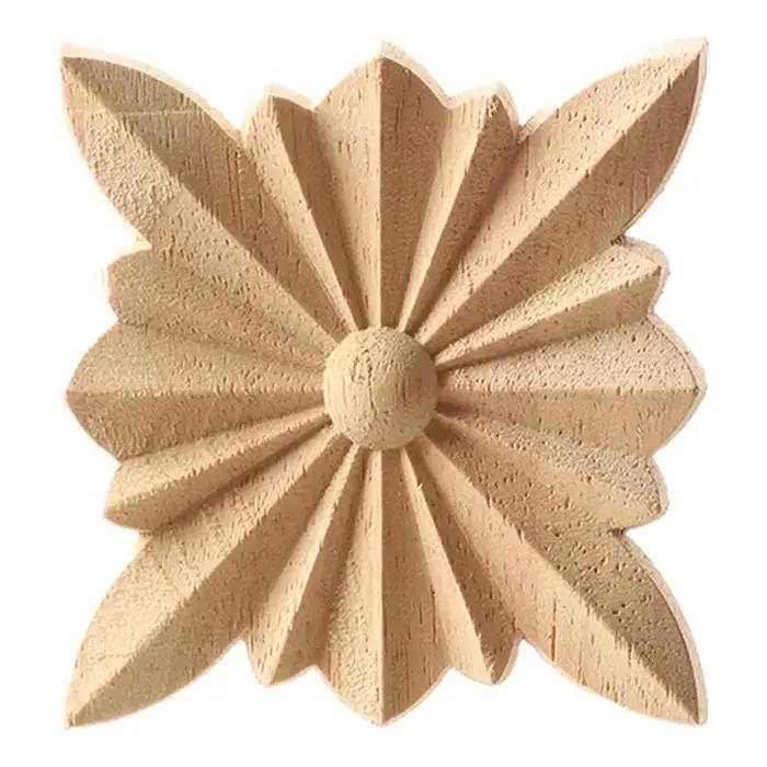 Autocollant d'angle carré en bois sculpté non peint européen exquis