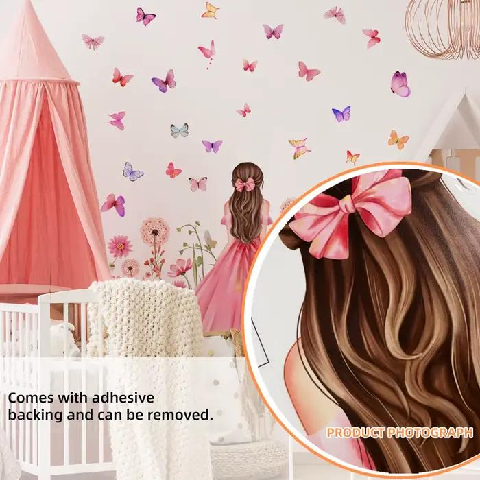 Autocollants muraux de dessin animé fleurs et papillons pour chambre d'enfant décoration de maison occasion spéciale