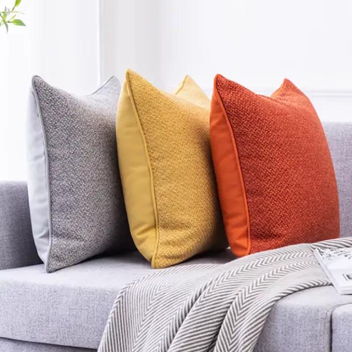 Juste de coussin en lin de coton monochrome nordique