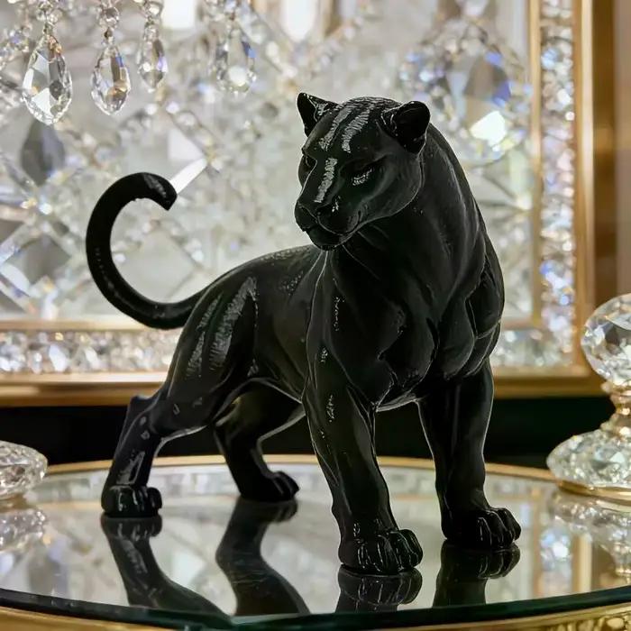 Statue de panthère imprimée en 3D, 1 pièce, pour décoration de bureau, cadeau créatif, décoration de tableau de bord de voiture, décoration de la maison
