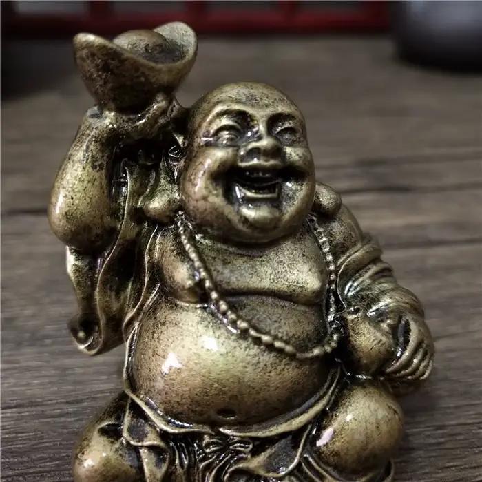 Statue de Bouddha rieur couleur bronze